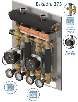Eskadra 2D+ 373 - KRE 2D+, 2 x zawór termostatyczny Kvs 1.8 20-45*C