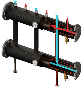 Kompaktowy kolektor rozdzielający KRE PRO 3D+ DN65/25