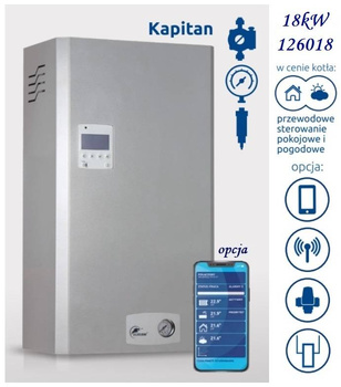 Kocioł Kapitan 18kW (18-12-6-4kW) kod 126018 - zaawansowana automatyka LCD