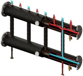Kompaktowy kolektor rozdzielający KRE PRO 4D+ DN80/32