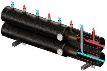 Kompaktowy kolektor rozdzielający KRE PRO 4D+ DN40/25