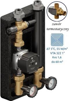 Grupa pomp PRO z zaworem mieszającym ESBE VTA 322 Kvs 1.6 + pompa Grundfos 25/7